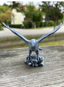 Resim Gri Dekoratif 16 Cm Kartal Heykeli Ofis Ve Ev İçin Şık Pla Masaüstü Figür 