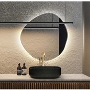 Resim Toprak dekor 70 Cm Ledli Banyo Aynası Asimetrik Ayna Makyaj Aynası 