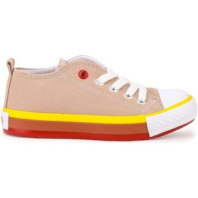 Resim Kiko Kids Tinna Bağcıklı Erkek Çocuk Keten Spor Ayakkabı Bej 