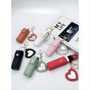 Resim Taşınabilir Anahtarlık Ruj Tutucu ve Mini Kalp Şekilli Ayna ile - Seyahat, Plaj, Ofis için Kompakt Makyaj Organizatörü - Dayanıklı ve Şık Tasarım, Seyahat Makyaj Çantası, Ofis Aksesuarı, Eğlenceli Tasarım, Kaliteli El Sanatları 