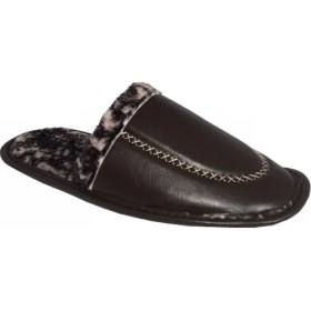 Resim Okanmed HLM01 Deri Erkek Kışlık Ev Içi Terliği Kışlık Ev Terliği 