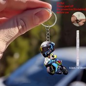Resim 2D Düz Motosiklet Sürücüsü Akrilik Anahtarlık - Mavi ve Sarı Yarış Tasarımı, Araba Arka Görüş Aynası Süsü, Sırt Çantası Aksesuarı, Koruyucu Film Kullanın - Zarif Akrilik Malzeme, Anneler Günü, Babalar Günü, Mezuniyet Sezonu, Motosiklet Aksesuarları, 3D Değil 