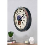 Resim Bahat Salon Ofis Duvar Saati Gri Metal Çerçeve 36 Cm 