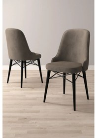 Resim Nova Serisi, 4 Adet Cappucino Mutfak Sandalyesi, Siyah Gürgen Ayak, 1. Sınıf Babyface Kumaş 