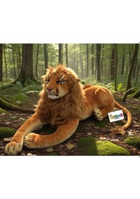 Resim Aslan Peluş Oyuncak Ormanlar Kralı Dev Boy 110 Cm Hediyelik Uyku Arkadaşı Bej 
