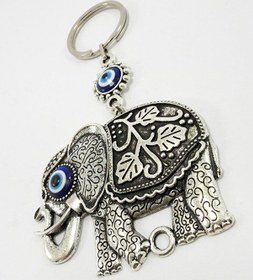Resim Büyük Metal Fil Nazar Boncuklu Anahtarlık, Hediyelik Aksesuar 
