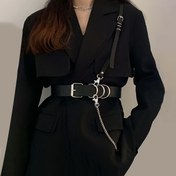 Resim Zincir Püskül Goth Kemer Punk Noktalı Bel Bandı Trendy Ayarlanabilir Askılar Kadınlar İçin 