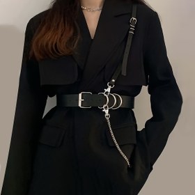 Resim Zincir Püskül Goth Kemer Punk Noktalı Bel Bandı Trendy Ayarlanabilir Askılar Kadınlar İçin 