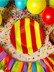 Resim 8 Adet Sarı-kırmızı Aslan Taraftar Temalı Tabak - Doğum Günü Parti Ve Eğlenceli Etkinlikler İçin 7 