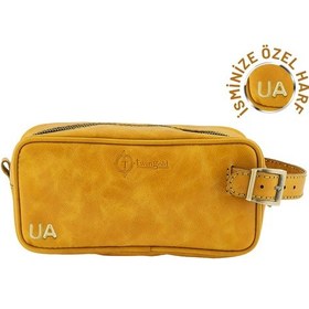 Resim Twingold İsme Özel Dopp Kit Kişisel Bakım Ve Seyahat Çantası - %100 Rainbow Deri - Ac14004 - Hardal Sarısı Hardal 