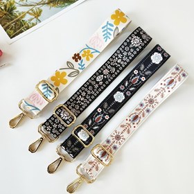 Resim 1pc Tribal Style Çiçek Desenli Naylon Ayarlanabilir Omuz Askısı, Katlanabilir Çok Fonksiyonlu Değiştirilebilir Çanta Askısı, Fermuar Kapatma, El Yıkamalı, Astarsız, El Çantaları ve Tek Omuz Çantaları Aksesuarları - Kırmızı/Beyaz/Siyah/Pembe 
