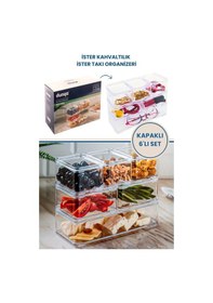 Resim Flora Çok Amaçlı 6'lı Kapaklı Kahvaltılık, Takı Organizer 