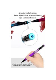 Resim Pembe Kalın Uçlu Kalem 2.0 Mm 1 Adet Ve 2.0 Mm Kalın Uç Kırmızı 2 Adet Ruedo Kalın Uçlu Mekanik Kalem Açık Mavi 