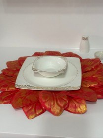 Resim Eva Supla Amerikan Servis Kırmızı Gold Detaylı Tasarım Kırmızı 