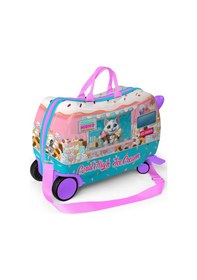 Resim Coral High Kids Renkli Dondurmacı Kedi Desenli Otur-çek Çocuk Valizi 16357 Lila 