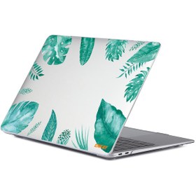 Resim Macbook Pro 16" A2485 Orman Serisi Ön Arka Koruyucu Laptop Kılıfı Yaprak 