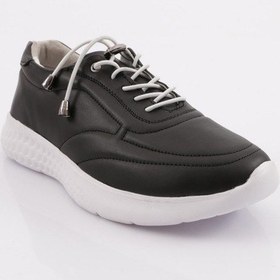 Resim Dgn 2023 Kadin Lastik Bağcikli Comfort Ayakkabi 2023-2135-R12593 Beyaz - Siyah 