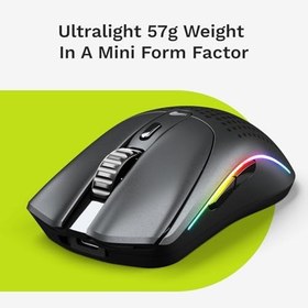 Resim Glorious Model O 2 Mini Kablosuz Siyah Oyuncu Faresi: 57 gram, 210 Saate Kadar Pil Ömrü, Çifte Kablosuz 2.4 GHz ve Bluetooth 5.2, 26K Optik Sensör, 80 Milyon Tıklama, 6 Programlanabilir Düğme, 