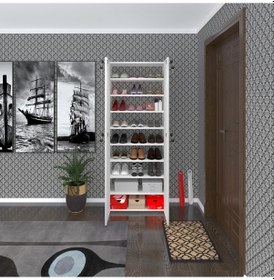 Resim Kenzlife Ayakkabılık Ayakkabı Dolabı Kilitli Gutan Byz 180 70 32 Kapaklı Ofis Dolabı İki Bölme 