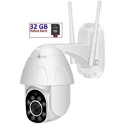 Resim whitetech Ip Kamera 1080p Speed Dome Ptz 2mp Dış Mekan Ip Kamera Ld-105 + 32 Gb Hafıza Kartı 