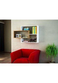 Resim Dekorister Sementha Duvar Rafı Beyaz-Ceviz 