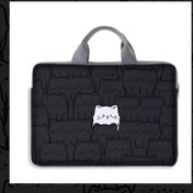 Resim 1 adet Whimsycat Polyester Dizüstü Bilgisayar Çantası, Sabit Omuz Askılı 15 İnç Fermuarlı Evrak Çantası, Kedi Desenli Baskı, Astarlı Olmayan Ofis ve Günlük Yolculuk Taşıma Çantası 