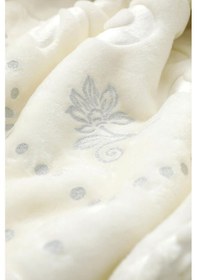 Resim Pırıltı Embos Çift Kişilik Battaniye Patik Hediyeli - Ekru 