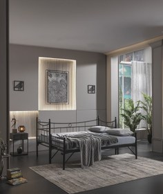 Resim Unimet Daily Yavrulu Metal Karyola Daybed - Çift Kişilik Olabilen Yatak Dahil Set (Siyah/90x200) 