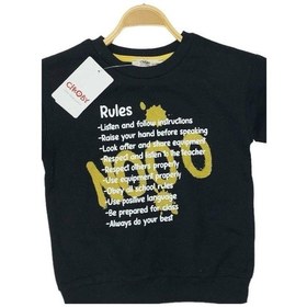 Resim Çikoby Erkek Çocuk Pamuklu İnce Uzun Kollu Rules Tshirt-13798-siyah Siyah 