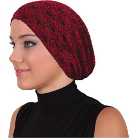 Resim Elysianfidan Buklet Sade Siyah-bordo Hazır Türban Tesettür Bone Sıyah-bordo 