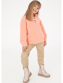 Resim U.S. Polo Assn. Kız Çocuk Somon Yarım Fermuarlı Polar Sweatshirt 50298983-VR047 