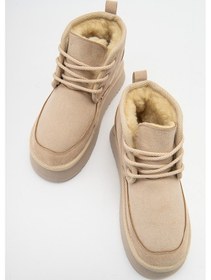 Resim Luvishoes Ovela Bej Kalın Taban Bağcıklı Kadın Spor Bot Bej 