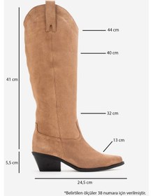 Resim Luvishoes Anıa Toprak Süet Hakiki Deri Kadın Western Çizme Toprak 