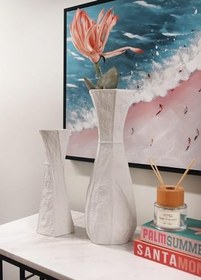 Resim The Mia Licia Seramik Vazo Beyaz 13x10x33 cm 