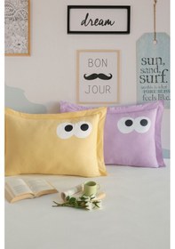 Resim 2li Yastık Kılıfı Oxf. Funny Sarı-lila Sarı-lila 