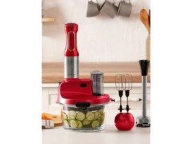 Resim Karaca 1,5 Lt Cam Hazneli Inox Gövde 2000W Turbolu , 4 Kanatlı Çelik Bıçak Mutfak Robotu & Blender Seti + Mutfak Tartısı 