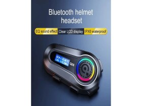 Resim Deanb Q008 LCD Ekran Fm Radio Eq Ses Ipx6 Su Geçirmez Rgb Işıklı Bluetooth Motosiklet KASK Kulaklığı Interkom 