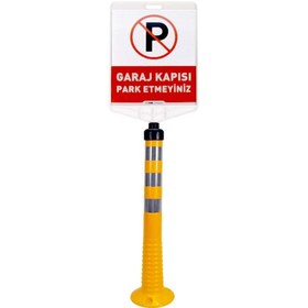 Resim İleri Trafik Garaj Kapısı Park Etmeyiniz Çift Taraf Baskı Sarı Delinatör Seti 