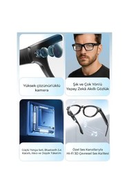 Resim AyrStore R1 PRO Akıllı Gözlük, Yapay Zeka Destekli, 1080P HD Kamera, 32GB Dahili Hafıza, Bluet 