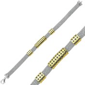 Resim Bracelet femme en maille de pierre argentée 