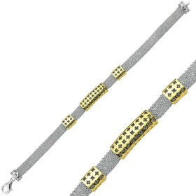 Resim Bracelet femme en maille de pierre argentée 