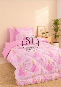 Resim Tek Kişilik Prenses Desenli Çift Taraflı Wellsoft Yorgan Yorgan+yastık Kılıfı Pembe 