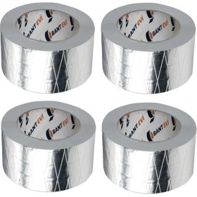 Resim Bant Evi Takviyeli Alüminyum Folyo Bant 4 Adet 75MM x 25METRE Yanmaz Folyo Bant Takviyeli 7.5cm 