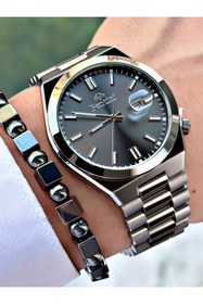 Resim Bentini Takvimli Erkek Kol Saati – Çelik Kordon, 3 ATM Su Geçirmez, 2 Yıl Garantili, Hediye Bileklik 