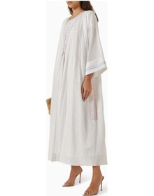 Resim Maison Kairos Şık Nakış Detaylı Abaya Setiyle Zarif Ve Kendine Güvenen Modest Moda Deneyimi Beyaz 
