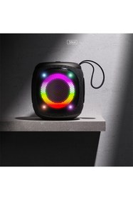 Resim Lenyes S864 Rgb Işıklı Taşınabilir Tws Bluetooth Speaker Hoparlör V5.3 Siyah 