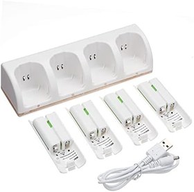 Resim Kavolet Wii için Şarj İstasyonu, 4 Adet 2800 mAh Şarj Edilebilir Hücre ve Hücre Şarj İstasyonu, Uzaktan Kumanda Şarj İstasyonu, Wii Uzaktan Anahtar Aksesuarı için Şarj İstasyonu 