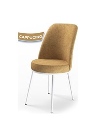 Resim Canisa Concept Dexa Serisi, Üst Kalite Yemek Odası Sandalyesi, Metal Beyaz Iskeletli, 6 Adet Cappucino Kahverengi Açık, Metal 