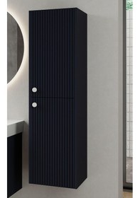 Resim Denko Marsilya 40 Cm Mat Lacivert Banyo Çamaşır Boy Dolabı Antrasit 