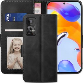 Resim YATWIN Xiaomi Redmi Note 11 Pro için cep telefonu kılıfı, katlanır kılıf Redmi Note 11 Pro birinci sınıf deri cüzdan koruyucu kılıf [kart bölmesi] [mıknatıs] [stand] cep telefonu kılıfı Redmi Note 11 